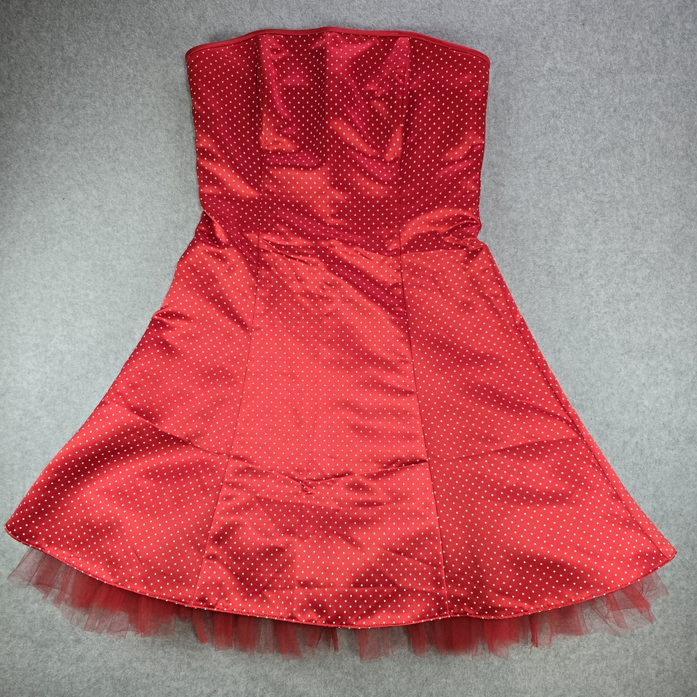 Vintage Jessica McClintock For Gunne Sax Red Strapless Polka Dot Dress 11/12